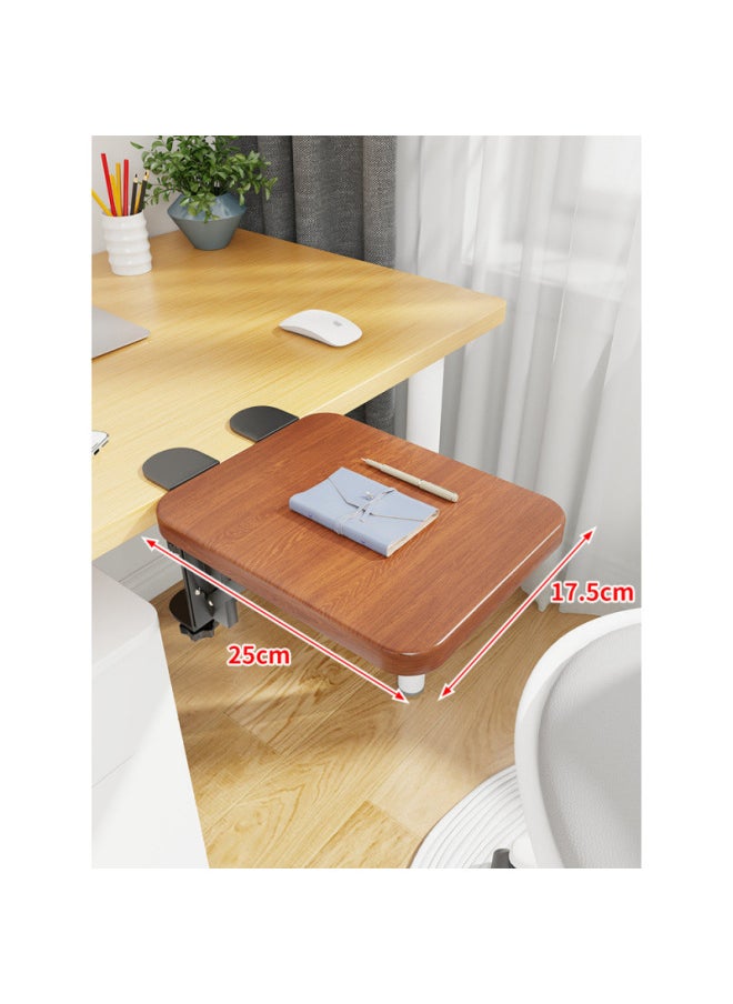 Desktop Extension Hand Support Computer Desk Desk Side Table Board Bracket Keyboard Dormitory Station Board Widened Folding Extension-Pattern:Black Bracket + Pomelo Wood Board 17.5*25*1.2  - Image 1