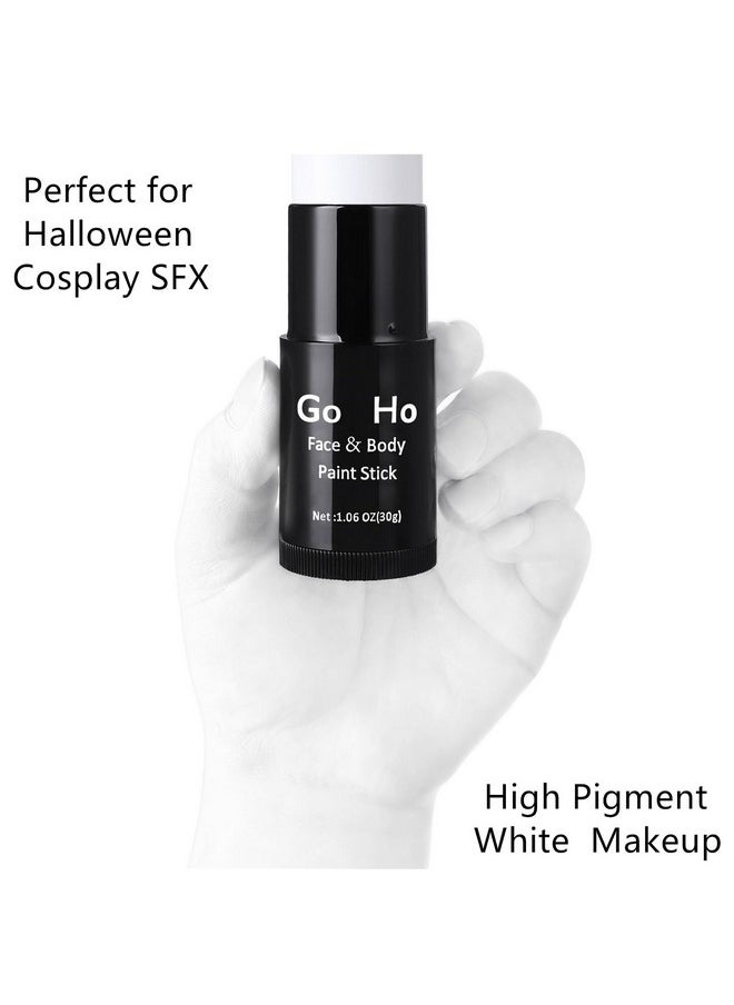 Go Ho - Cream-Blendable Clown White Face Paint Stick,Full-Coverage Waterproof White Body Paint For Halloween Cosplay Jokester Zombie Vampire Skeleton Clown Sfx Makeup,White Eye Black Stick - Image 1