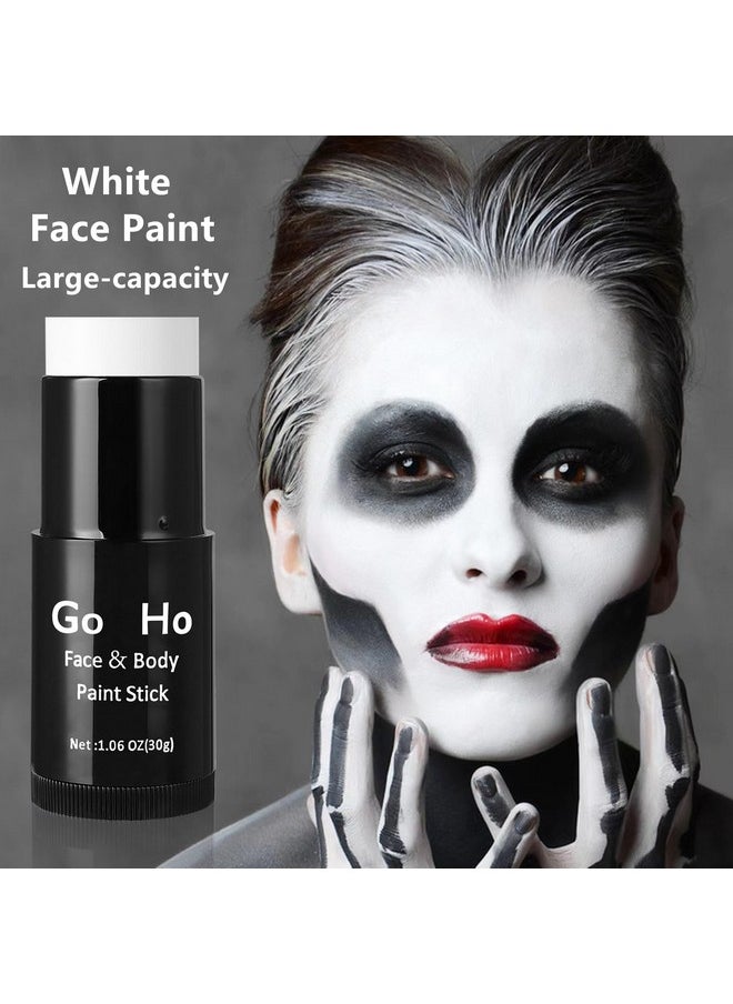 Go Ho - Cream-Blendable Clown White Face Paint Stick,Full-Coverage Waterproof White Body Paint For Halloween Cosplay Jokester Zombie Vampire Skeleton Clown Sfx Makeup,White Eye Black Stick - Image 1