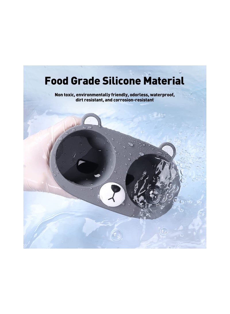 SYOSI Center Console Cup Holder, fit for Tesla Model Y/3, Grey Little Bear Cup Holder Tesla Center Console Slot Slip Limiter Shockproof Stabilizer Silicone Water Cup Clip, Tesla Accessories(1 Pack) - Image 3