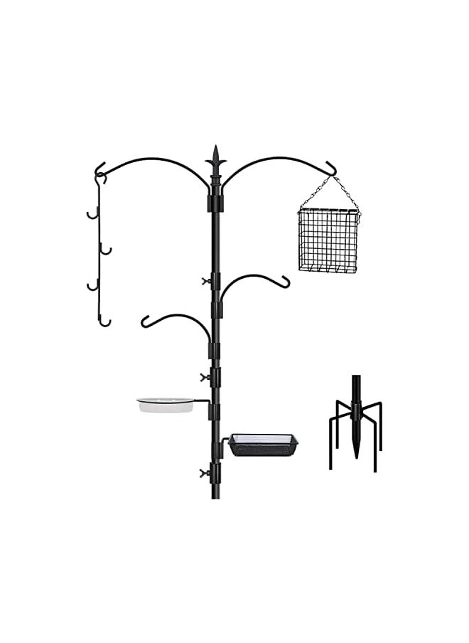 Generic - Premium Bird Feeding Station Kit 4 Hooks 230Cm Multi Bird Feeder Pole Multi Feeder Hanging Kit For Bird Watching Bird Bath Bird Feeder Planter Hanger Bird Feeders Stand 5 Prong Base - Image 1