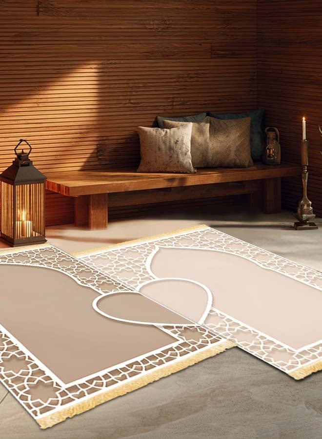 مجموعة مزدوجة من مفارش الصلاة للزوجين، مع قاع مضاد للانزلاق - Image 3