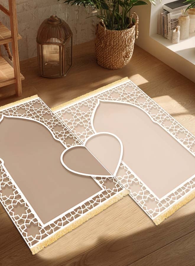 مجموعة مزدوجة من مفارش الصلاة للزوجين، مع قاع مضاد للانزلاق - Image 1