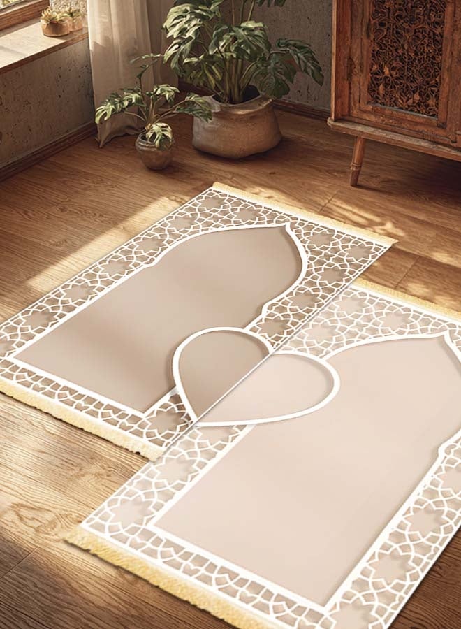 مجموعة مزدوجة من مفارش الصلاة للزوجين، مع قاع مضاد للانزلاق - Image 2