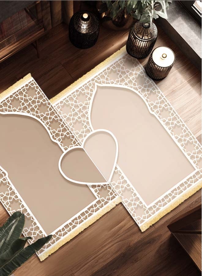 مجموعة مزدوجة من مفارش الصلاة للزوجين، مع قاع مضاد للانزلاق - Image 4