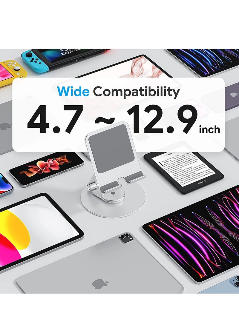 Generic - Tablet Stand for iPad, Swivel Tablet Stand with 360 Rotating Base, Foldable Adjustable Holder for Drawing, Compatible with iPad Pro/ Air/ Mini and More, Sliver - Image 1