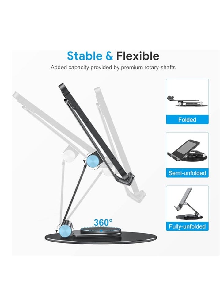 Generic - Tablet Stand for iPad, Swivel Tablet Stand with 360 Rotating Base, Foldable Adjustable Holder for Drawing, Compatible with iPad Pro/ Air/ Mini and More, Sliver - Image 1