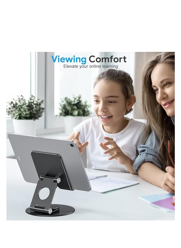 Generic - Tablet Stand for iPad, Swivel Tablet Stand with 360 Rotating Base, Foldable Adjustable Holder for Drawing, Compatible with iPad Pro/ Air/ Mini and More, Sliver - Image 1