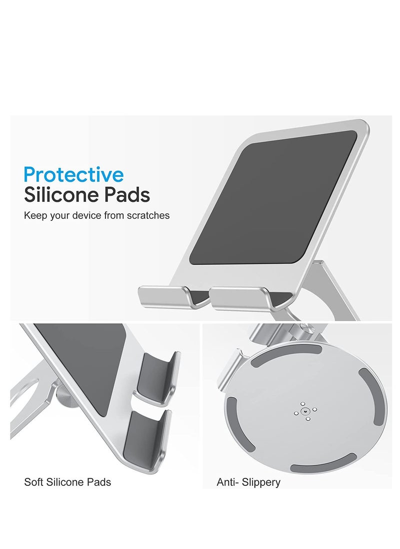 Generic - Tablet Stand for iPad, Swivel Tablet Stand with 360 Rotating Base, Foldable Adjustable Holder for Drawing, Compatible with iPad Pro/ Air/ Mini and More, Sliver - Image 1