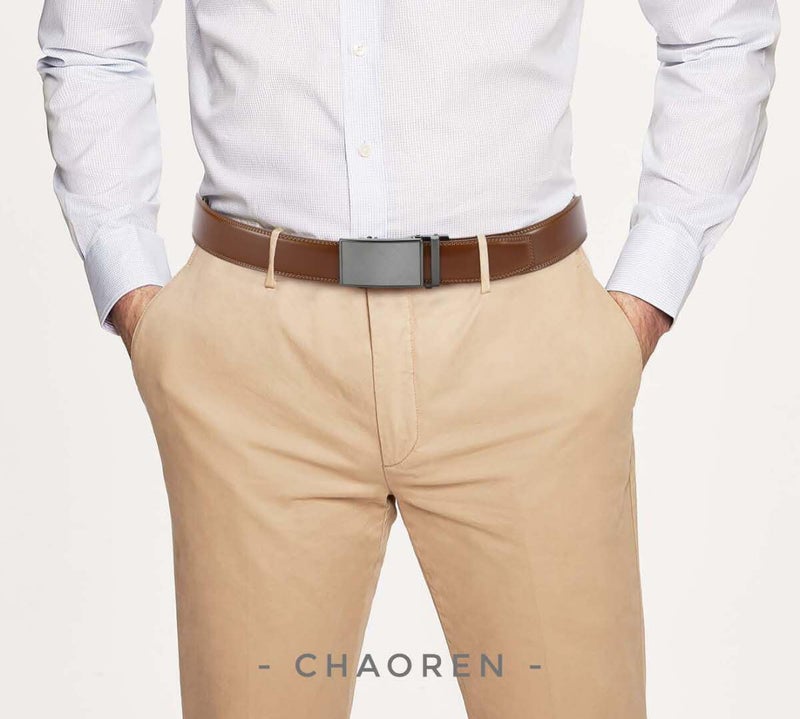 CHAOREN Mens Belt - Mens Ratchet Belt Leather 1 3/8" for Dress Pant - Micro Adjustable Belt Fit Everywhere - Image 2