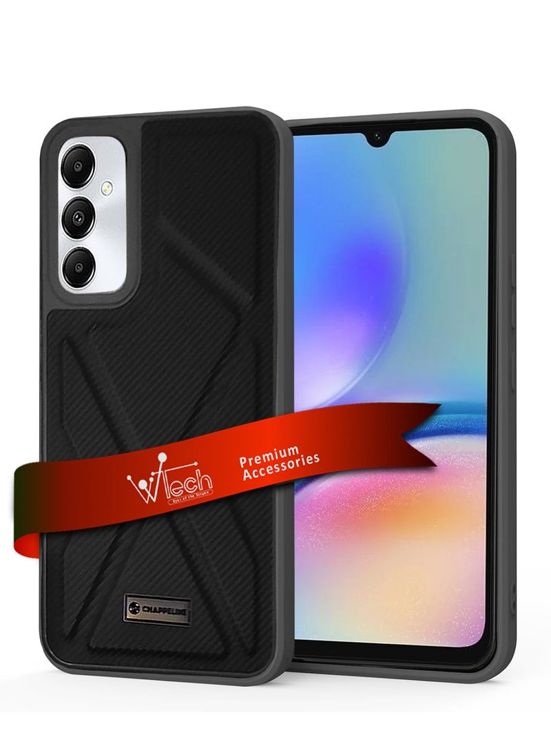 CHAPPELINE - Leather Silicone Soft Shockproof Premium Camera Protection Case Cover For Samsung Galaxy A05s Black - Image 1