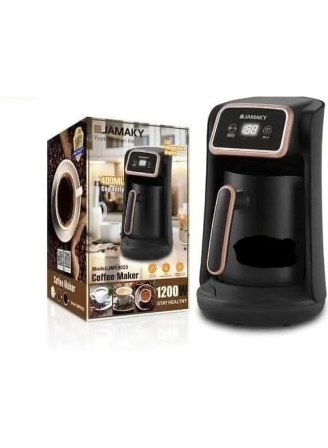 JAMAKY Jamaki JMK9020 Multifunctional Coffee Maker - 3 in 1 (Coffee, Milk, Hot Water) - LED Display and Boil-Dry Protection - 400ml Capacity, 1200W - Black - Image 1