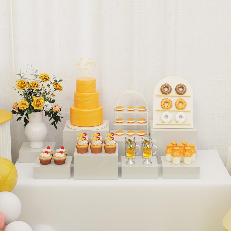 NEETBU Metal Display Stands for Buffet Table - Black & White Cake Risers, Cupcake Stand for Wedding, Party, Catering Supplies, Elegant Food Risers for Display - Image 3