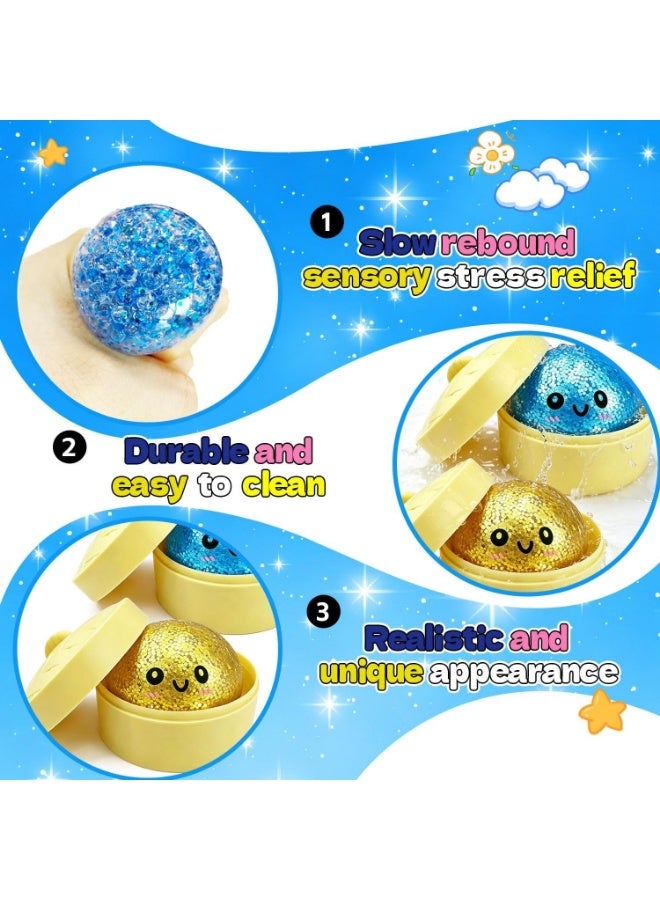squishy 2PCS Mini Glitter Dumpling Squishy, 2026 Upgrade Dumling Mystery Box, Colorful Dumplings Stress Balls Fidget Sensory, Fidget Squeeze Toy for Holiday & Birthday Gifts (Blue+Gold) - Image 4