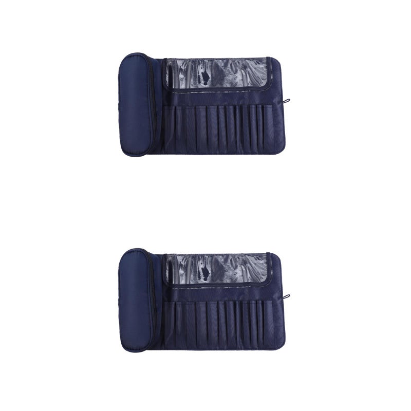 2pcs Multi-functional Makeup Brush Organizer Makeup Folding Rolling Bag for Travel - Image 1