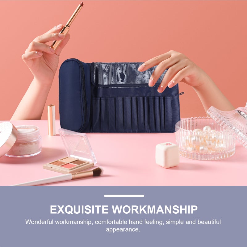 2pcs Multi-functional Makeup Brush Organizer Makeup Folding Rolling Bag for Travel - Image 5