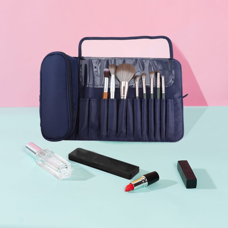 2pcs Multi-functional Makeup Brush Organizer Makeup Folding Rolling Bag for Travel - Image 3
