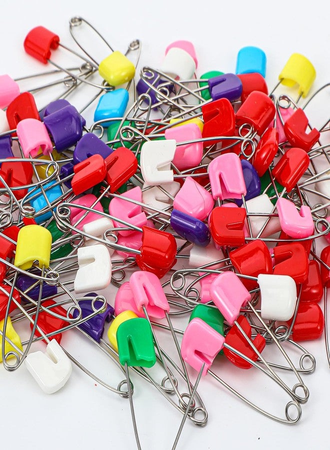 Yolev 100 Pcs Diaper Pins Baby Safety Pins Plastic Head Baby Diaper Pins for Cloth Diapers with Safe Locking (7 Colors) - Image 5
