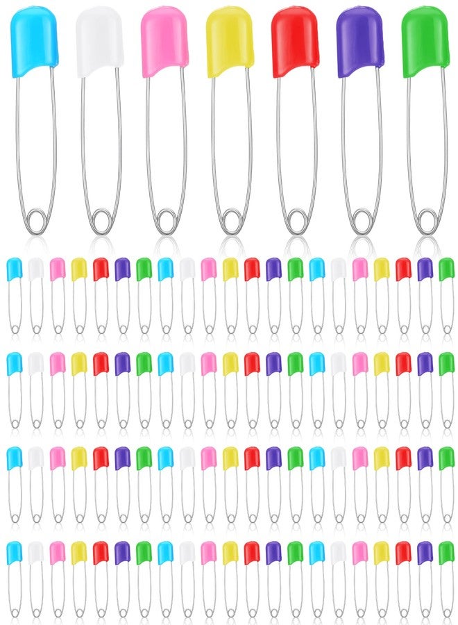 Yolev 100 Pcs Diaper Pins Baby Safety Pins Plastic Head Baby Diaper Pins for Cloth Diapers with Safe Locking (7 Colors) - Image 1