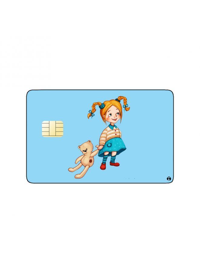 RKN PRINTED BANK CARD STICKER Cute Girl Drawing With Teddy Bear - Image 1