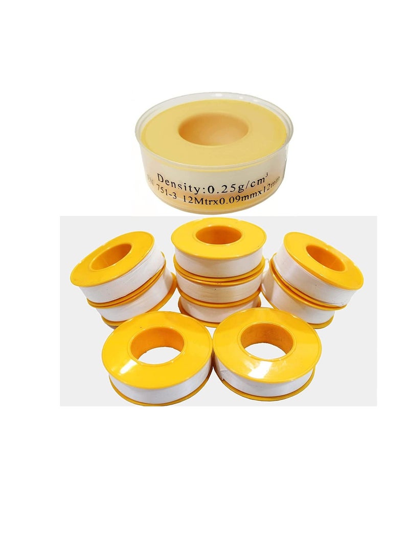 Thread Sealing Teflon Tape EN 751-3 with 0.25g/cm2 Density 0.9mmx12mm PTFE for Pipe Fittings and Fixing Water Leak Pack of 250  - Image 1