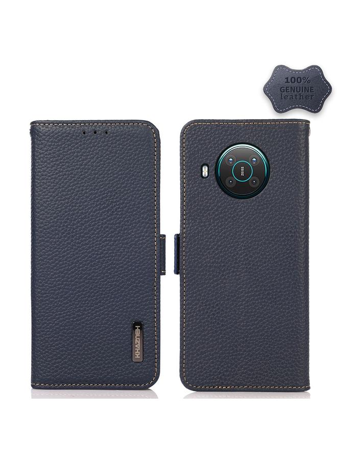 اس-توب جراب لهاتف Nokia X10 / X20 KHAZNEH جراب هاتف RFID من الجلد الطبيعي من الليتشي بمغناطيس جانبي - Image 1