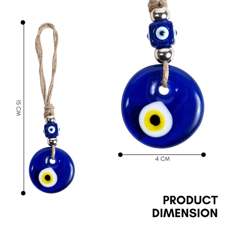 VKORA Handmade Evil Eye Hanging with Silver Beads for Car Home Shop Office Glass 4cm Diameter in Yellow Color - Image 4