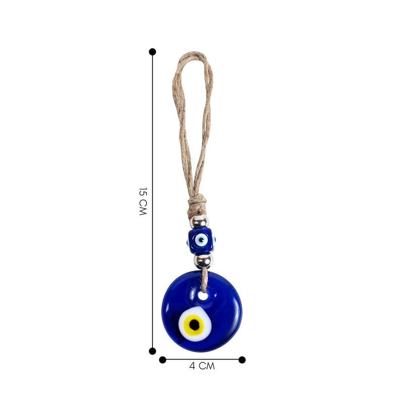 VKORA Handmade Evil Eye Hanging with Silver Beads for Car Home Shop Office Glass 4cm Diameter in Yellow Color - Image 3
