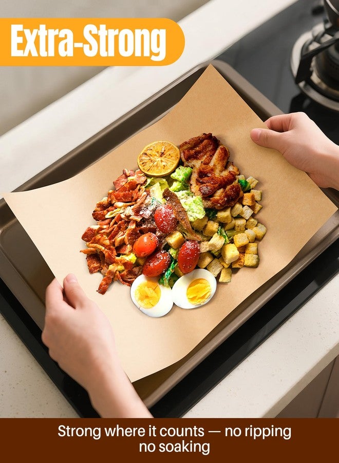 Yomeixte 140 Parchment Paper Sheets 9x13 Inch | Precut Unbleached Baking Paper Sheets for Oven, Air Fryer, Cookies, Bread, Pizza | Non-Stick, Greaseproof Liners | Natural Brown - Image 3