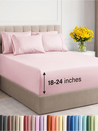 Extra Deep Full Sheet Set - 6 Piece Breathable and Cooling Sheets - Hotel Luxury Bed Sheets Set - Easy Fit - Soft  Wrinkle Free and Comfy Sheets Set - Lavender Pink Sheet Set with Extra Deep Pockets - pzsku/Z3755E3F42B82DC0BBEF5Z/45/1749651316/58f90877-c2c4-4efd-9f86-b58da5be3528