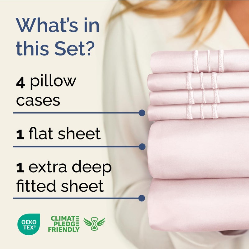 Extra Deep Full Sheet Set - 6 Piece Breathable and Cooling Sheets - Hotel Luxury Bed Sheets Set - Easy Fit - Soft  Wrinkle Free and Comfy Sheets Set - Lavender Pink Sheet Set with Extra Deep Pockets