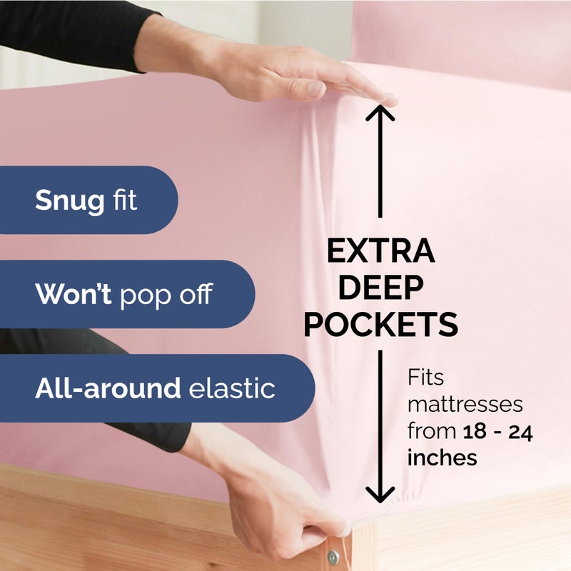 Extra Deep Full Sheet Set - 6 Piece Breathable and Cooling Sheets - Hotel Luxury Bed Sheets Set - Easy Fit - Soft  Wrinkle Free and Comfy Sheets Set - Lavender Pink Sheet Set with Extra Deep Pockets