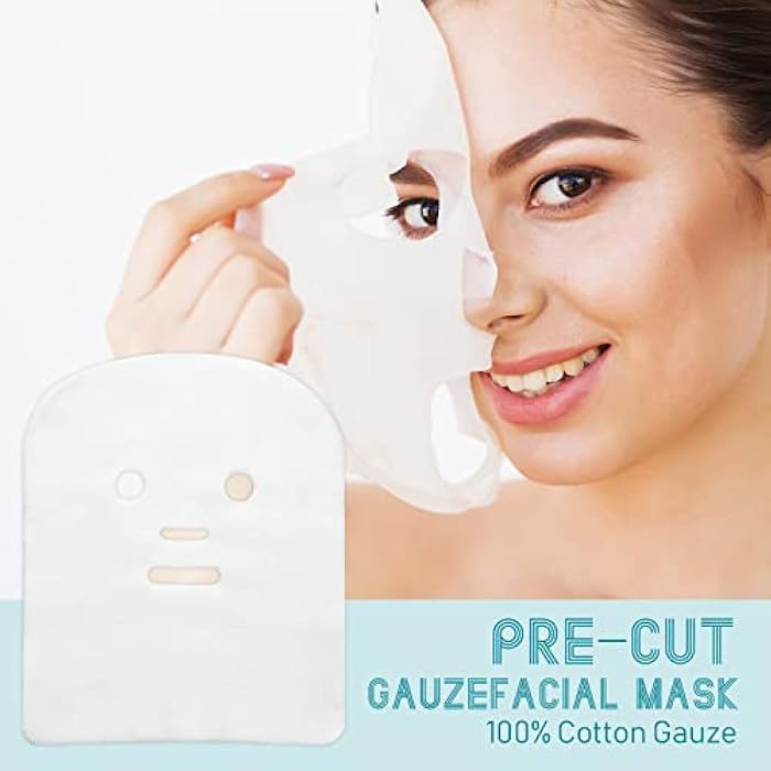 Maitys 150 Pieces Pre-cut Gauze Facial Cotton Beauty Face Pads Gauze Skin Care High Frequency for Facial Spa(10 x 12 Inch,Rectangle Face Style) - Image 3