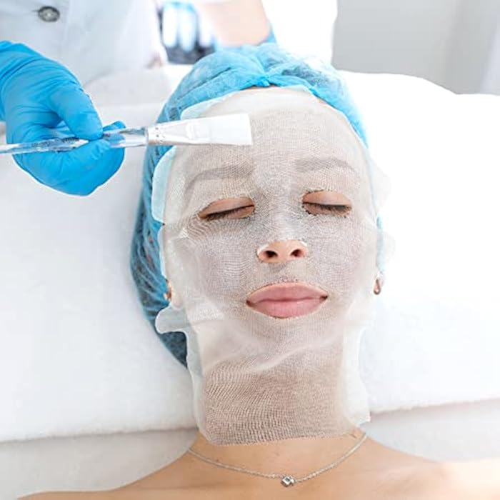 Maitys 150 Pieces Pre-cut Gauze Facial Cotton Beauty Face Pads Gauze Skin Care High Frequency for Facial Spa(10 x 12 Inch,Rectangle Face Style) - Image 4