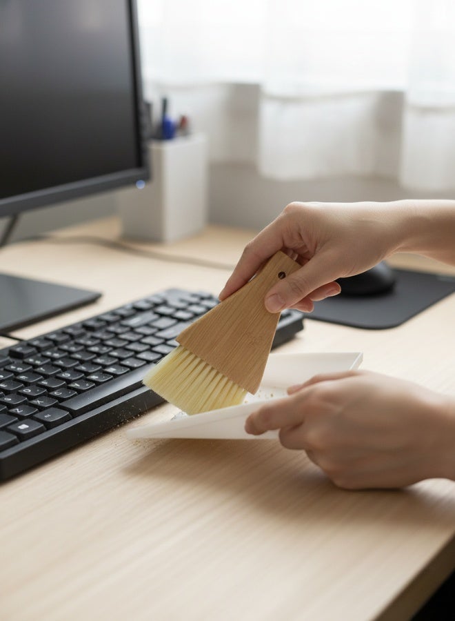 Premium Wooden Dustpan & Brush Set – Soft Bristle Handheld Broom with Natural Wood Handle, Eco-Friendly Cleaning Tool for Home, Kitchen & Office, Durable & Easy to Store - Image 2