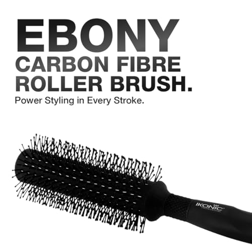 Ikonic Professional Carbon Fibre Roller Brush with Ionic Technology, Anti Frizz Styling, Curling, Volumizing & Waves for Women & Men, All Hair Types, Heat Resistant, Salon & Personal Use - CFB 25 - Image 2