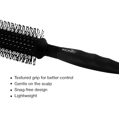 Ikonic Professional Carbon Fibre Roller Brush with Ionic Technology, Anti Frizz Styling, Curling, Volumizing & Waves for Women & Men, All Hair Types, Heat Resistant, Salon & Personal Use - CFB 25 - Image 4