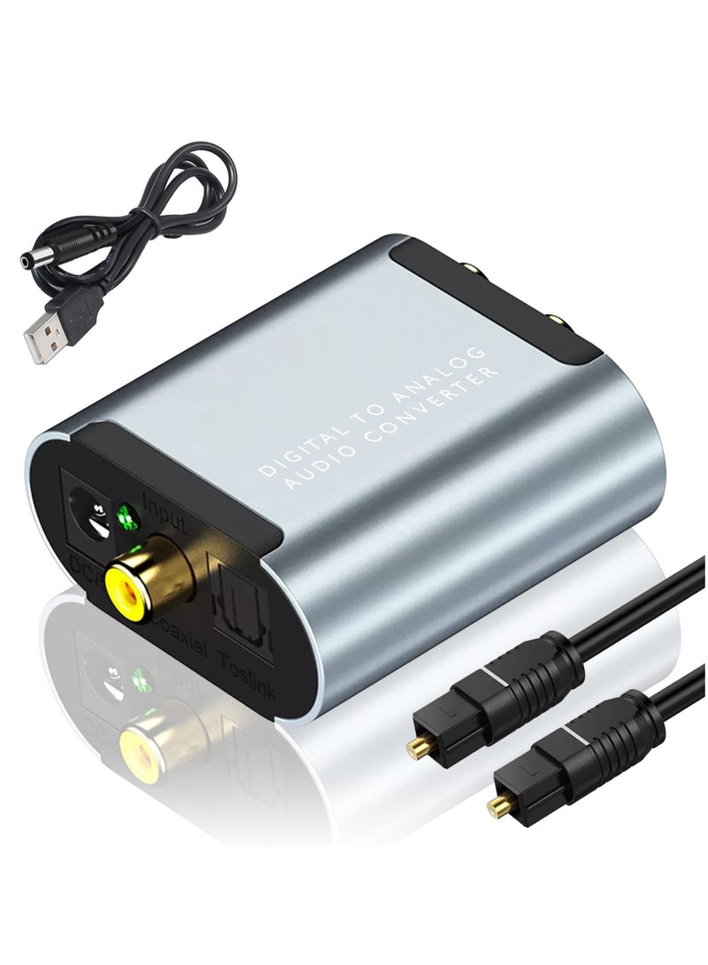 DAC Digital to Analog Audio Converter Aluminum Optical to RCA Converter with Optical Coaxial Cable Digital Spdif/Optical/Toslink to Analog Stereo L/R RCA for PS4 Xbox TV DVD 3.5mm Jack - Image 1