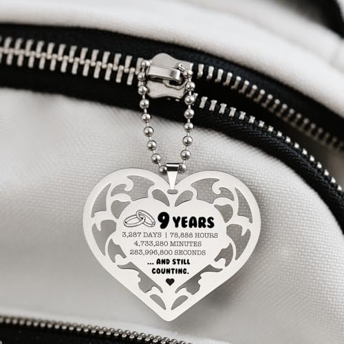SunyJone 9 Year Anniversary Ornament, Heart Shaped Stainless Steel Gift for Wife Husband Couple, 9 Years and Still Counting Wedding Anniversary Keepsake for Him Her Romantic Hanging Decor SXX4 - Image 3