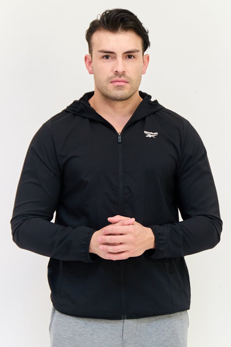 Reebok Men Sportswear Fit Brand Logo Training Track Jacket, Black - Image 1