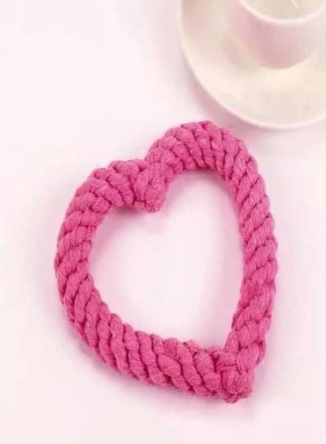 Qintreesify Pink Cute Dog/Cat Chew Toys, Dog Toys for Chewers, Heavy Duty Dental Dog Rope Toy for Dogs, Creative Love Heart Shaped Interactive,Puppy,Girl Puppy - Image 5