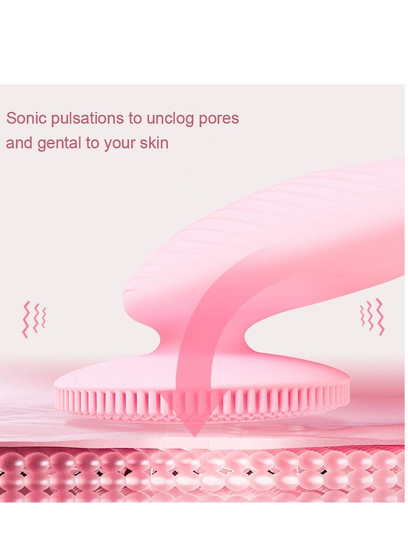 Generic Cepillo de limpieza facial Sonic de silicona suave, cepillo exfoliante facial para mujeres, antienvejecimiento, limpieza profunda de la cara, exfoliante, sistema de masaje, limpiador facial para ella  - Image 3