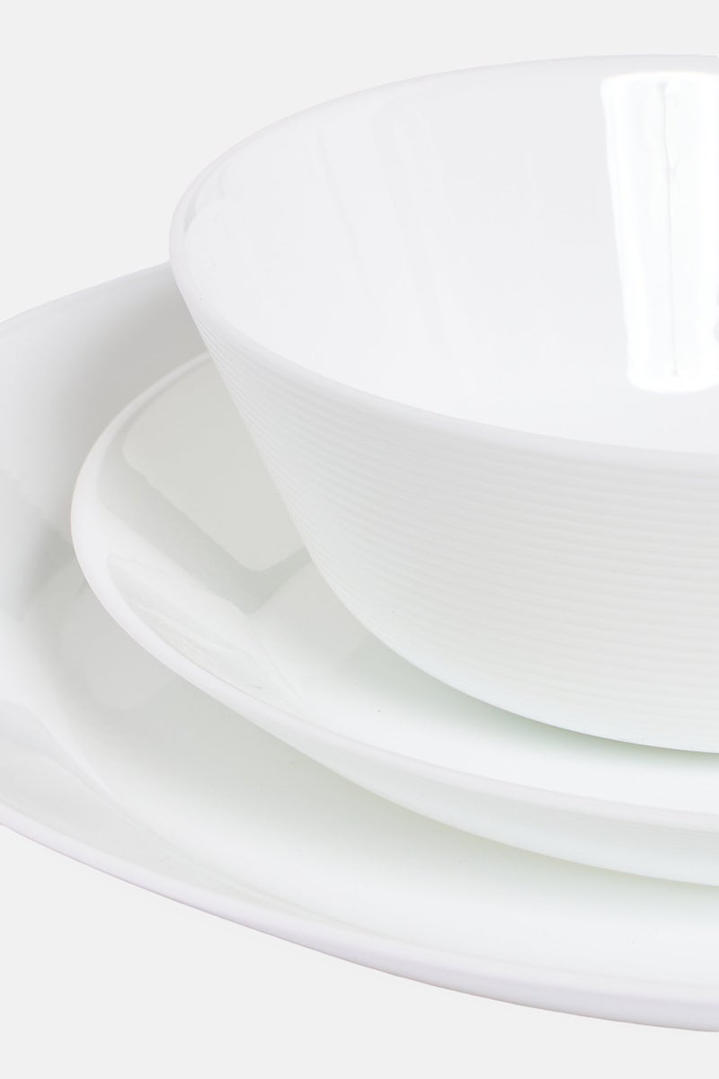 Gibson Home Gibson X Ultra Courtyard 12 Piece Break Resistant Opal Glass Dinner Set, White - Image 5