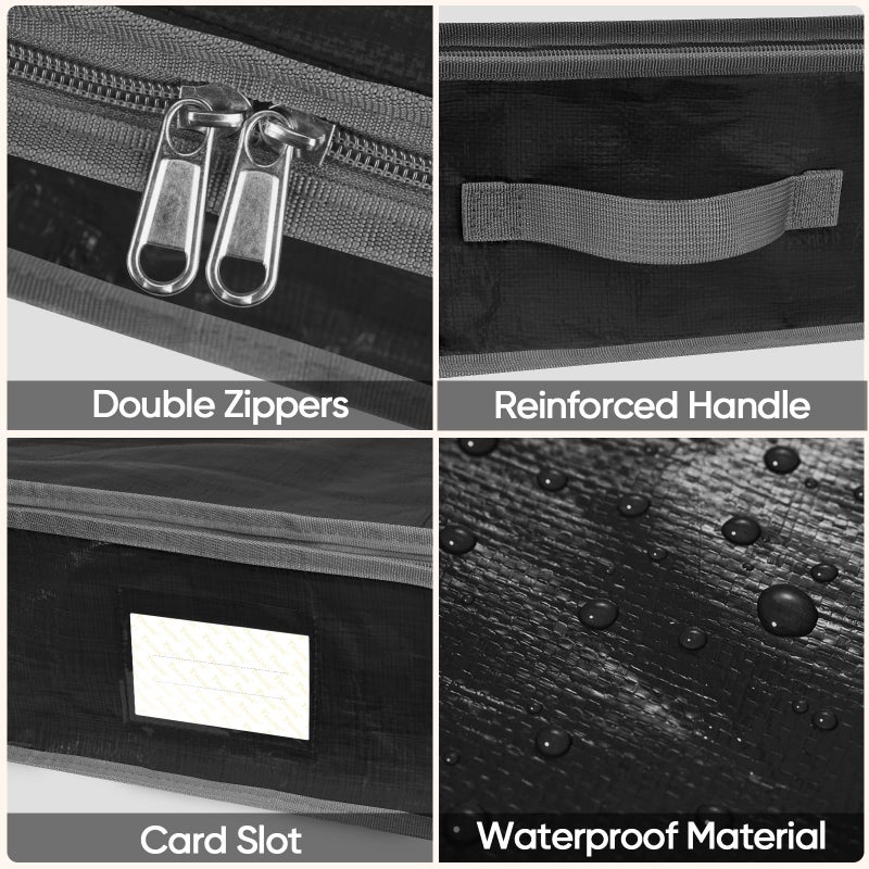 BALEINE Soft Christmas Wrapping Paper Storage Bag, 40" Durable PE Gift Wrap Storage Bag with Flexible Partitions and Pockets for Ribbon, Accessories (Black) - Image 3