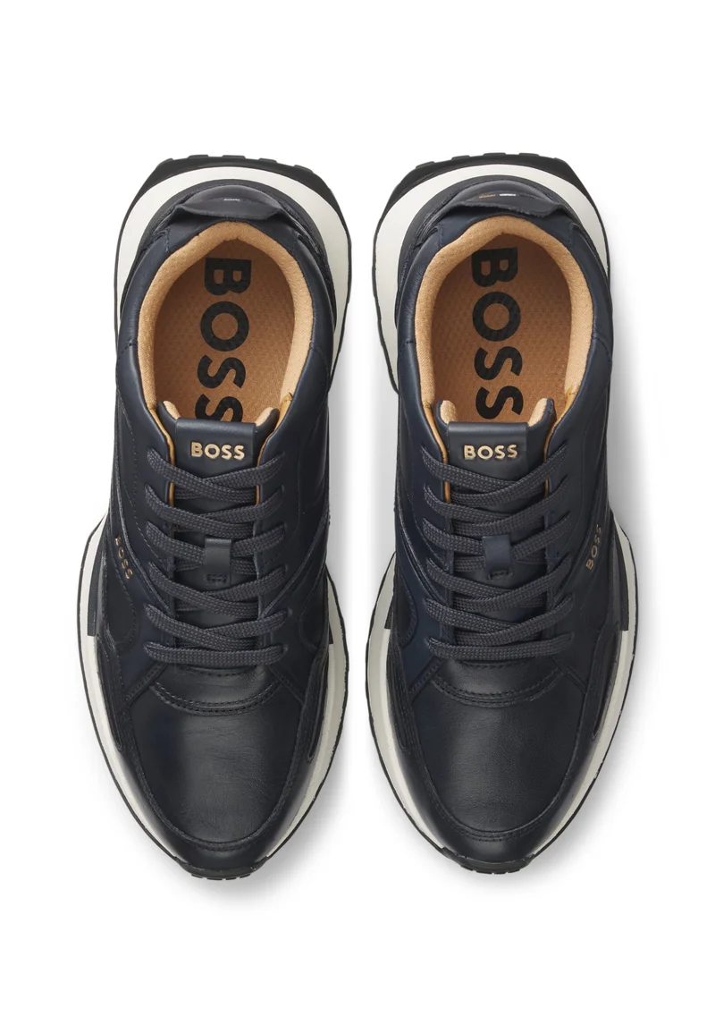 BOSS Black Trainers in burnished leather for Men | Best Price UAE