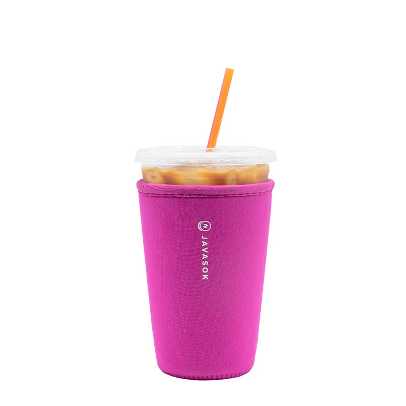 Sok It Sok It JavaSok Iced Coffee  Cold Soda Insulated Neoprene Cup Sleeve Bright Pink Medium 2228oz 