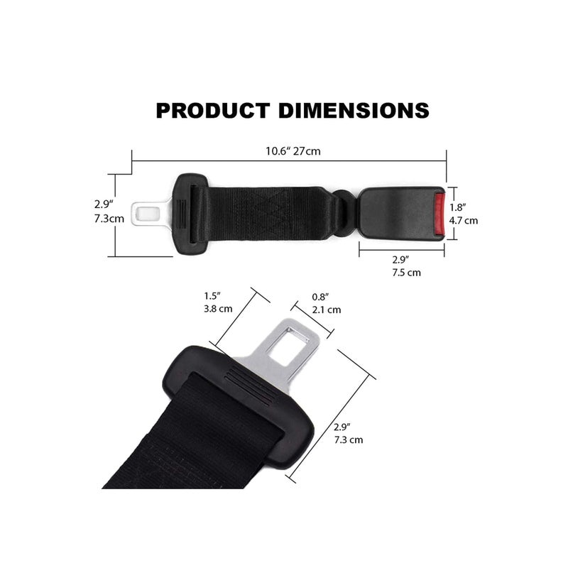 Zikra Seat Belt Extender & Seat Belt Tensioner, Pregnant Woman Car Belt Car Extension 2 PCS, Buckles Extender, 7/8" Metal Tongue Universal, Extension Socket Connecter - Image 3