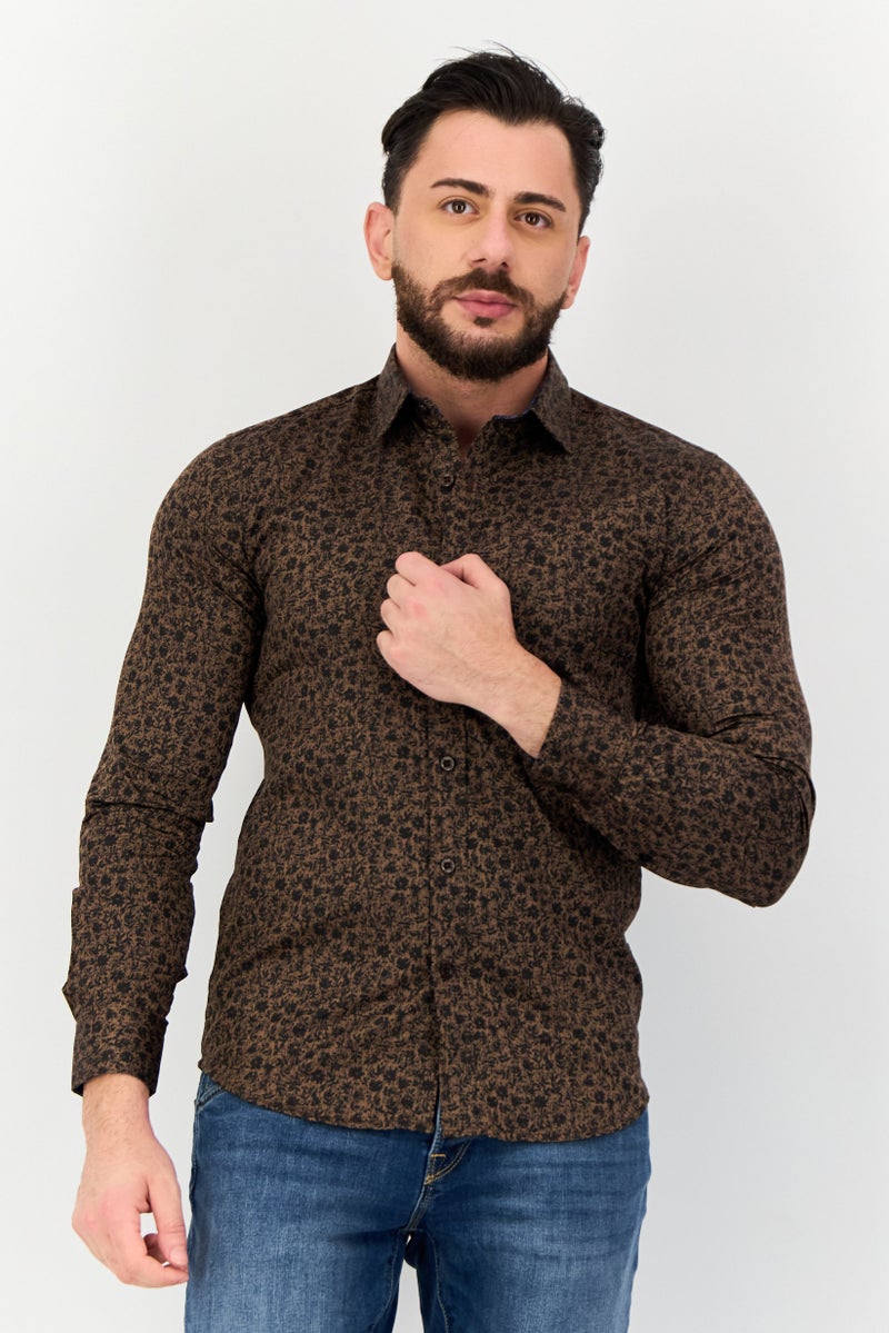 Kenneth Cole Men Regular Fit Floral Print Long Sleeves Shirt, Multicolor  - Image 1