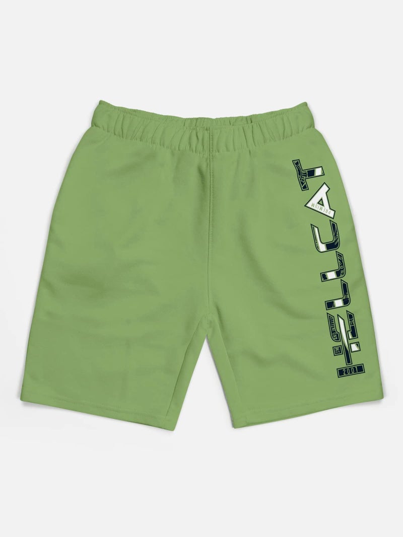 HELLCAT Pack of 3 Trendy Typographic Printed Mid Rise Shorts for Boys - Black/Jade Green/Sky Blue / 3-4 Years - Image 4