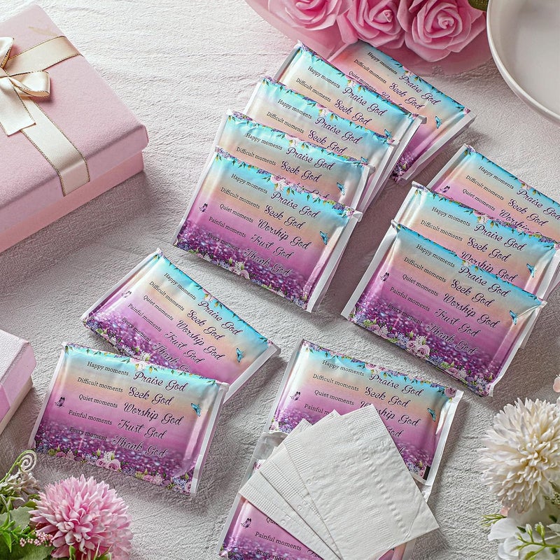 Sinmoe 60 Pack Pocket Tissues Travel Packs Christian Travel Tissues 3 Ply Pocket Size for Guests Mini Wallet Facial Napkin for Breast Cancer Wedding Xmas GraduationButterfly - Image 2